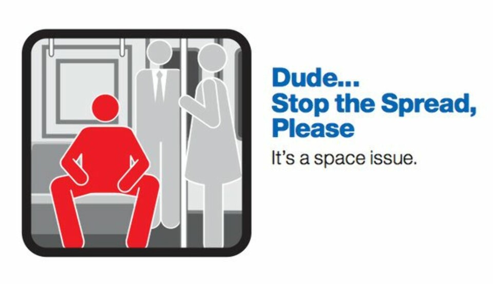 IKKE GREIT: Kampanjen på New Yorks t-baner mot manspreading.