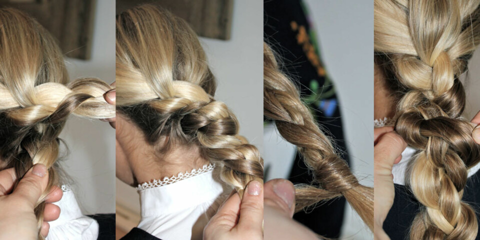 DOBBELFLETTE: Del håret i to, og lag to fletter. Tvinn de to flettene sammen til en flette og fest med hårstrikk. Avslutt med å snurre den ene fletteenden rundt hårstrikket og gjem enden inni den store fletten. Dra i fletten for å gjøre den større og mer rufsete. Produkttips: Bruk produkter som gir litt seighet,. Det gjør fletten lettere å forme og rufse. Utstyr: Kam, børste og tynne, lite synlige hårstrikk.