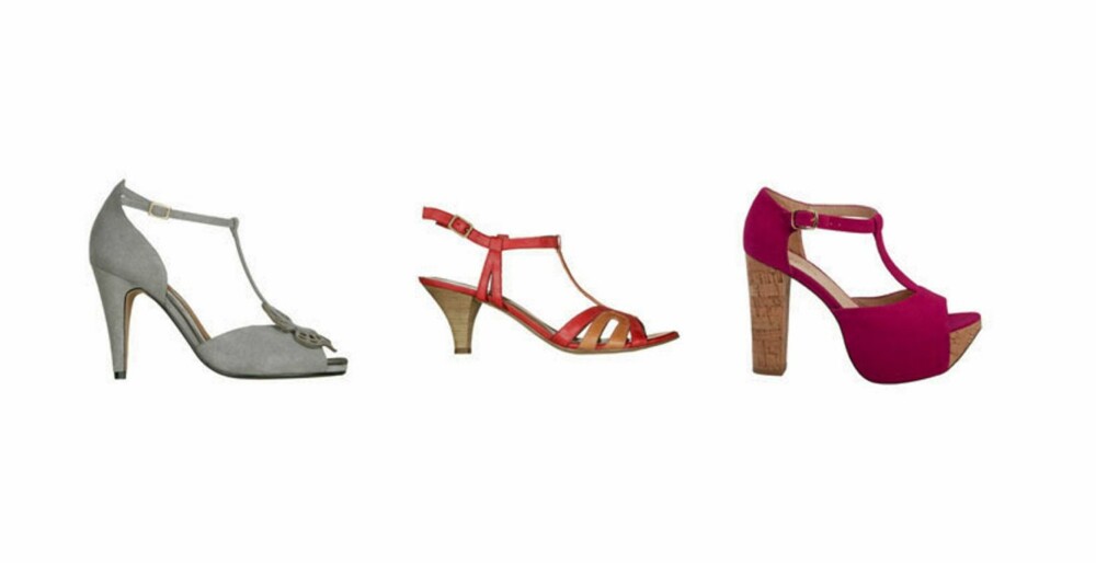 ANKELREIM: Skoene blir ekstra feminine med ankelreim. Fra venstre: Clarks, 1099 kr, Tamaris, 599 kr, Bianco, 499 kr.