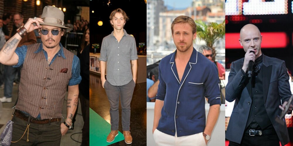 INSPIRASJON: Johnny Depp, Sondre Lerche, Ryan Gosling og SIvert Høyem er alle velkledde herrer, på hver sin måte.