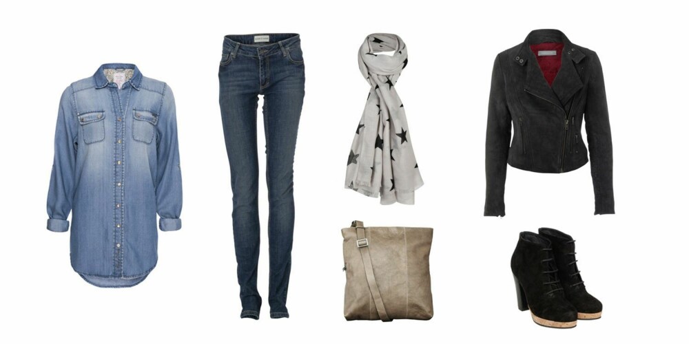 JOBB: Skjorte fra Moods of Norway (899 kr), jeans fra Samsøe Samsøe(1000 kr), veske fra Maani by Adax (1299 kr), skjerf fra Bik Bok (199 kr), skinnjakke fra Samsøe Samsøe (3900 kr), ankelboots fra Samsøe Samsøe (1800 kr). JOBB: Skjorte fra Moods of Norway (899 kr), jeans fra Samsøe Samsøe(1000 kr), veske fra Maani by Adax (1299 kr), skjerf fra Bik Bok (199 kr), skinnjakke fra Samsøe Samsøe (3900 kr), ankelboots fra Samsøe Samsøe (1800 kr).
