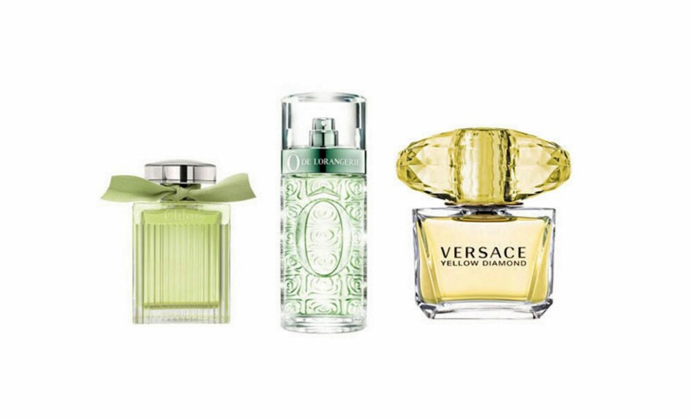 SØT OG FRISK: L'eau de Chloé, Lancôme ô de L'orangerie edt., Versace Yellow Diamond. SØT OG FRISK: L'eau de Chloé, Lancôme ô de L'orangerie edt., Versace Yellow Diamond.