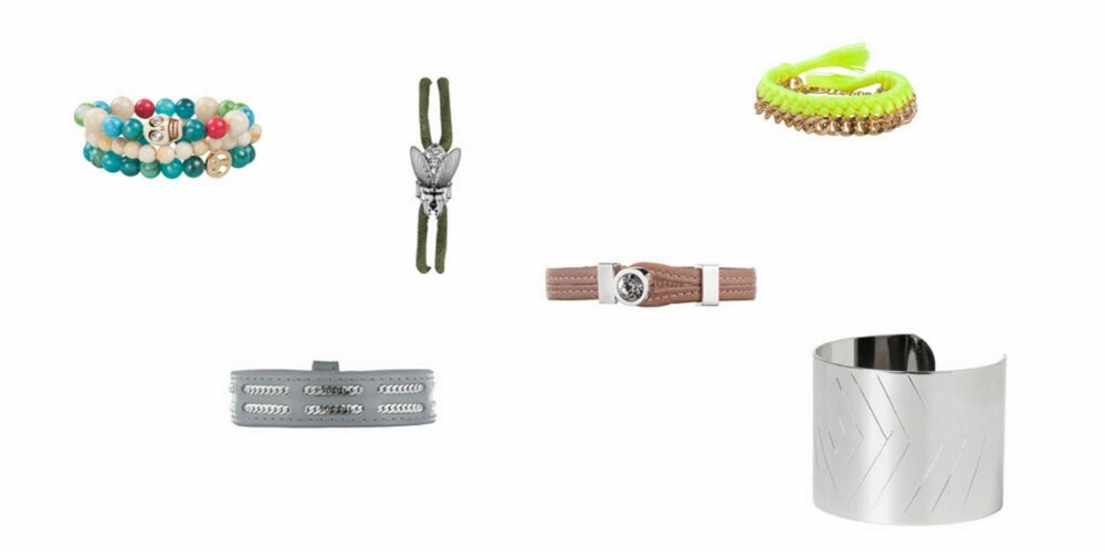 ARM-CANDY: Fyll begge håndleddene med en god miks armbånd. Fra venstre: Bik Bok, 99 kr, Dyrberg/Kern, 479 kr, Dyrberg/Kern, 279 kr, Dyrberg/Kern, 549 kr, Bik Bok, 99 kr, MQ, 129 kr. ARM-CANDY: Fyll begge håndleddene med en god miks armbånd. Fra venstre: Bik Bok, 99 kr, Dyrberg/Kern, 479 kr, Dyrberg/Kern, 279 kr, Dyrberg/Kern, 549 kr, Bik Bok, 99 kr, MQ, 129 kr.