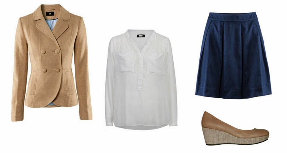 ENKELT: Lette og behagelige plagg som i tillegg passer både på dagen og kvelden. Blazer fra H&M,149 kr, bluse fra Bik Bok, 299 kr, skjørt fra H&M, 149 kr, sko fra Vagabond, 600 kr. ENKELT: Lette og behagelige plagg som i tillegg passer både på dagen og kvelden. Blazer fra H&M,149 kr, bluse fra Bik Bok, 299 kr, skjørt fra H&M, 149 kr, sko fra Vagabond, 600 kr.