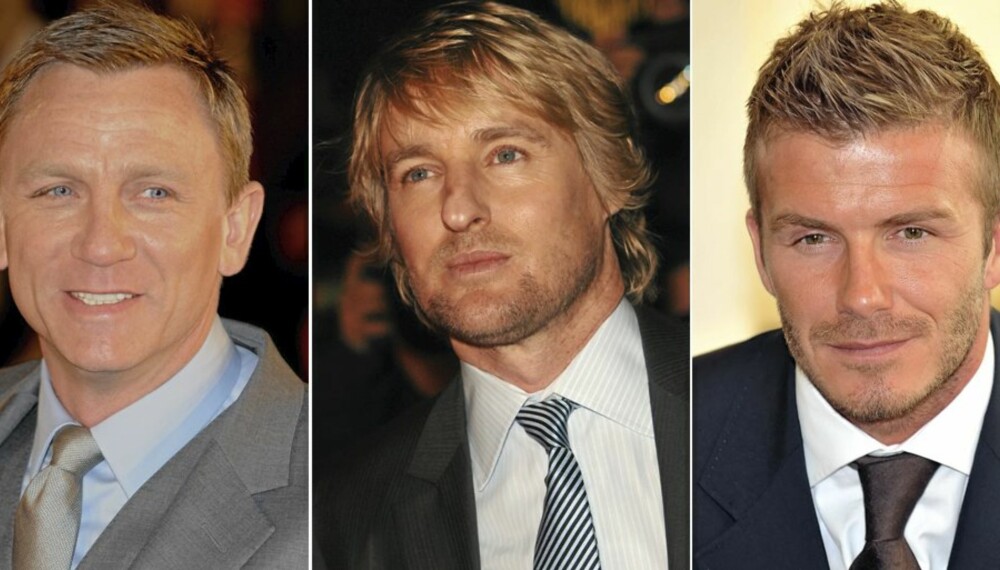 BLONDE KJEKKASER: Daniel Craig, Owen Wilson og David Beckham