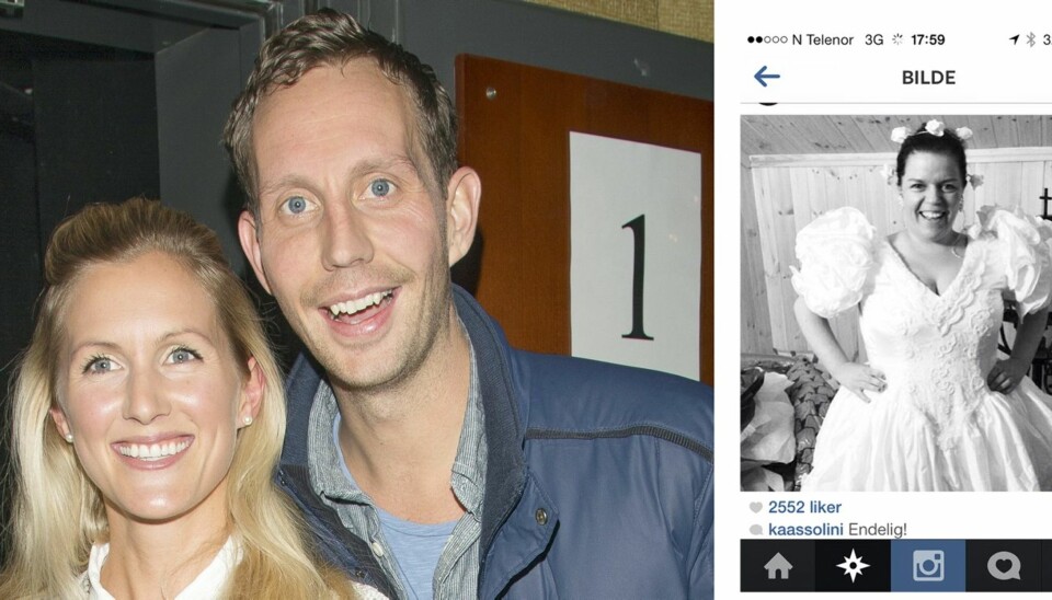 BRUDESTUNT: «Endelig!» skrev Else Kåss Furuseth under bildet til høyre som hun postet på Instagram, da Morten Ramm og Anette Skarpaas giftet seg i Hemsedal i helgen. Hovedbildet er tatt ved en tidligere anledning.