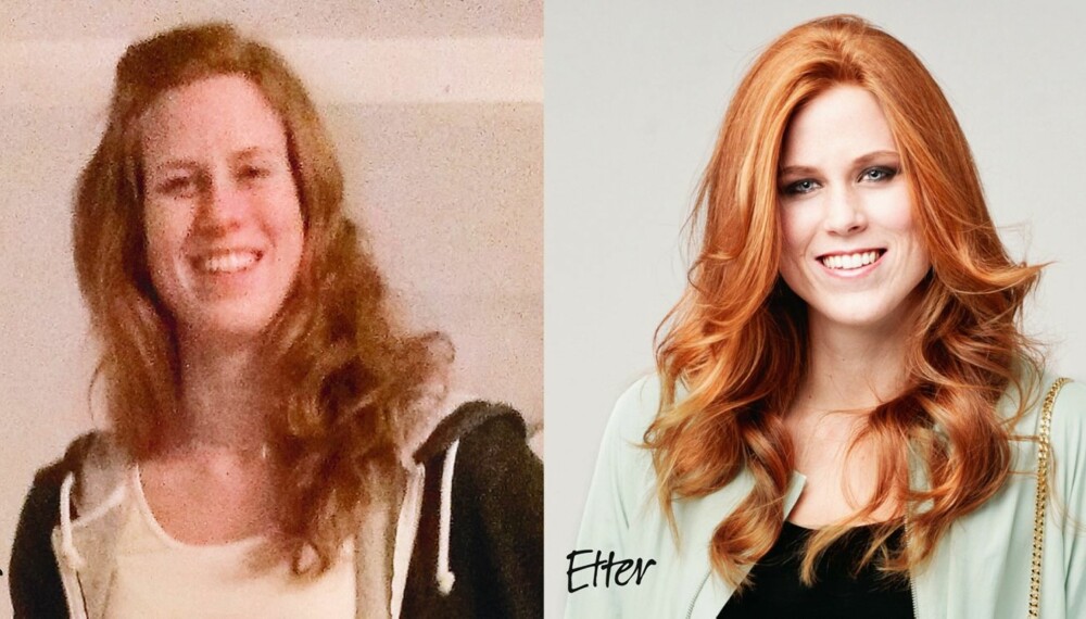 FØR OG ETTER: Til venstre: Sånn så Guro ut før Kamilles makeover. Til høyre: Resultatet ble strålende!
