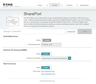 DELING: SharePort-funksjonen lar deg enkelt dele innholdet på en ekstern harddisk ved å plugge den til en av ruterens USB-porter.