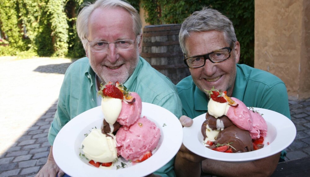 Sommerglede: Når sommeren banker på døra er iskrem en selvfølgelighet for brødrene Eyvind og Jan Hellstrøm. Hjemmelagd, selvfølgelig. Men de drar også mer enn gjerne på gourmetturer sammen til utlandet.