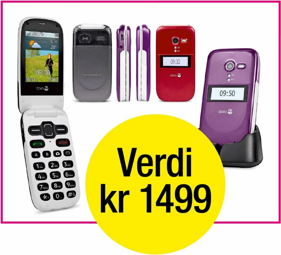 Tre heldige vinnere får hvert sitt eksemplar av mobilen Doro Phone Easy 624.