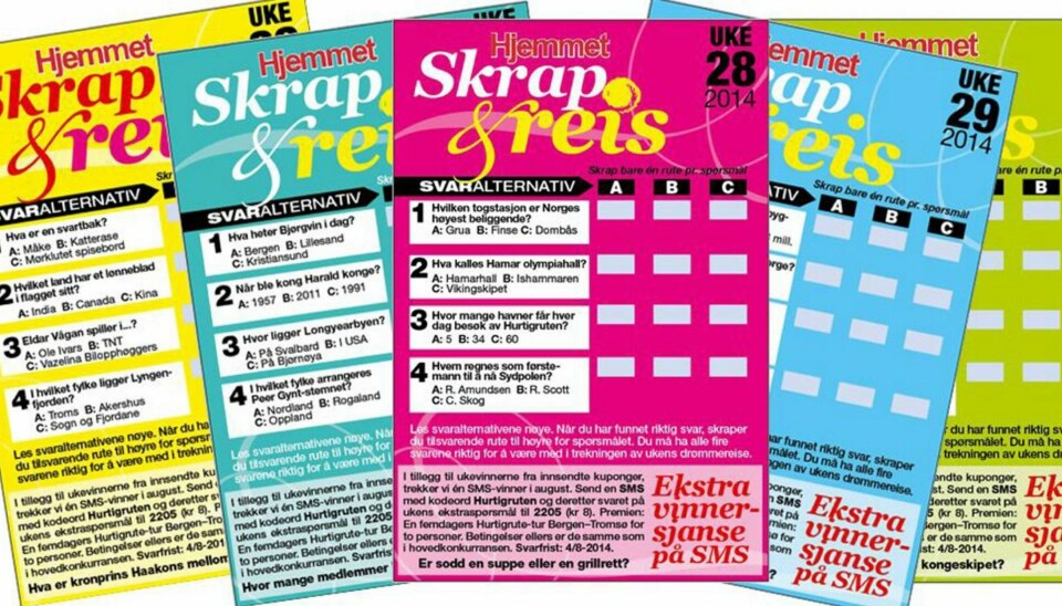 Faksimile av skrapekort fra Hjemmet nr. 26-30 2014.