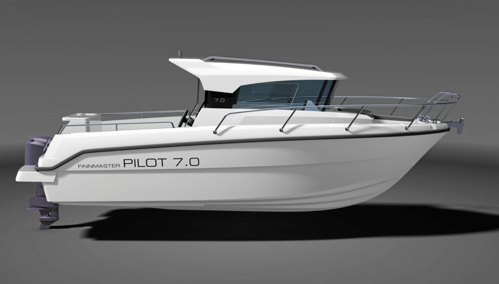HØSTEN: Finnmaster lanserer en ny båt for deg som er ute etter en praktisk helårsbåt. Pilot 7.0, er navnet og kommer på markedet til høsten. ILLUSTRASJON: Finnmaster