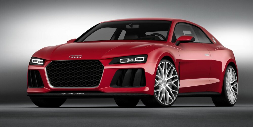 MED LASERLYS: Dette nye Audi Sport Quattro-konseptet vises med laserlys på CES-messen i Las Vegas. FOTO: Audi MED LASERLYS: Dette nye Audi Sport Quattro-konseptet vises med laserlys på CES-messen i Las Vegas. FOTO: Audi