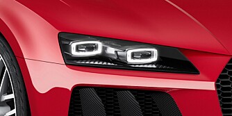 AUDI: Hver av frontlyktene har to synlige rektangulære elementer. FOTO: Audi AUDI: Hver av frontlyktene har to synlige rektangulære elementer. FOTO: Audi