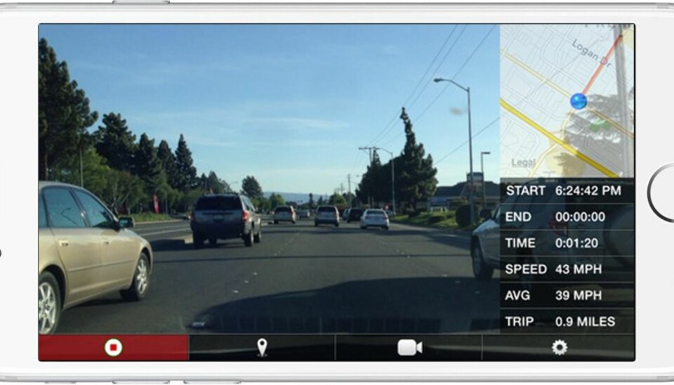 Det finnes mange dashcam-apper. Denne heter rett og slett DashCam, og fås til iOS i AppStore.