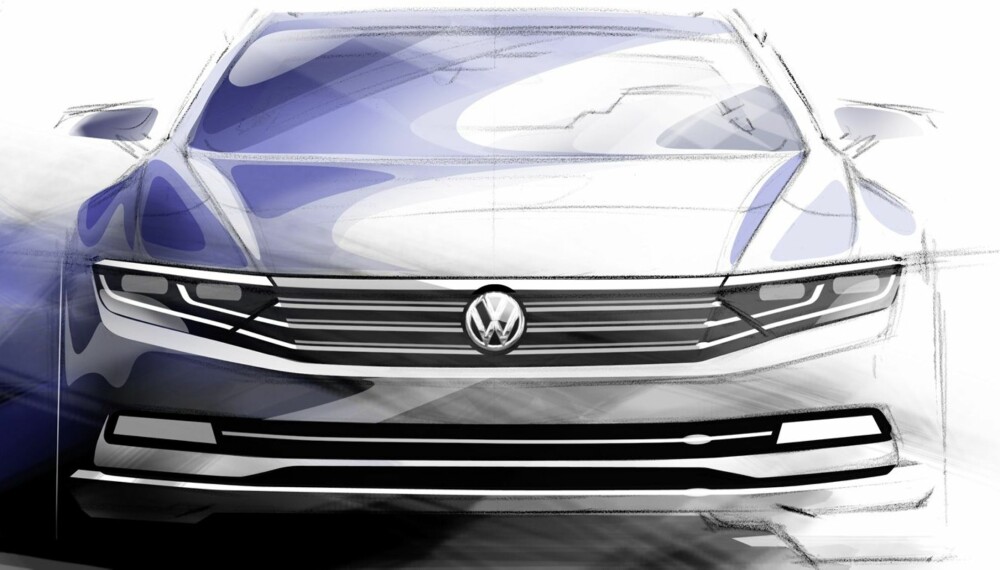 LEKKER: Volkswagen har begynt å dryppe litt informasjon om nye Passat. ILLUSTRASJON: Volkswagen