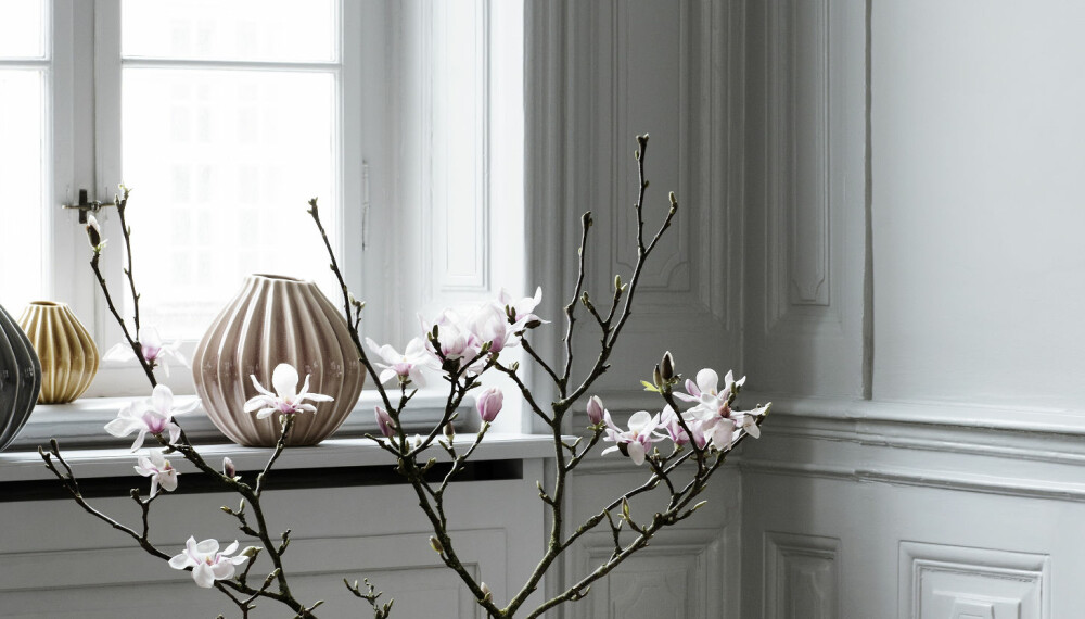 FRISKE BLOMSTER: Miks og match vaser i forskjellige størrelser med blomster og kvister. Liver opp enhver hylle og vinduskarm.