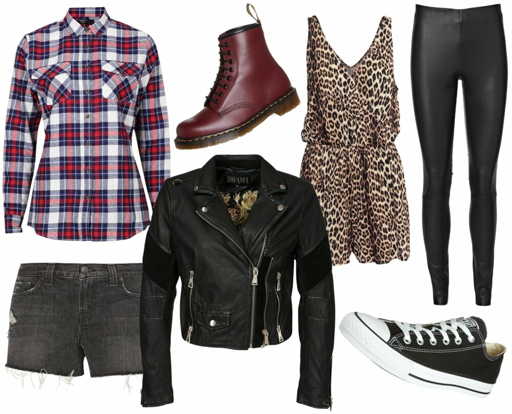 INSPIRASJON (f.v.): Red Label Roxy, kr 299 hos Carlings. Dr. Martens Eye 59 Last cherry red smooth, kr 1395/Zalando. H&M Jumpsuit i trikot, kr 149. By Malene Birger Elenaso Leather Pants, kr 5199. J Brand 1158 cut-off denim shorts, kr 2413. Jofama Roxy 2 Jacket, kr 2995. Converse Chuck Taylor All Star OX Core, kr 599/Zalando. INSPIRASJON (f.v.): Red Label Roxy, kr 299 hos Carlings. Dr. Martens Eye 59 Last cherry red smooth, kr 1395/Zalando. H&M Jumpsuit i trikot, kr 149. By Malene Birger Elenaso Leather Pants, kr 5199. J Brand 1158 cut-off denim shorts, kr 2413. Jofama Roxy 2 Jacket, kr 2995. Converse Chuck Taylor All Star OX Core, kr 599/Zalando.