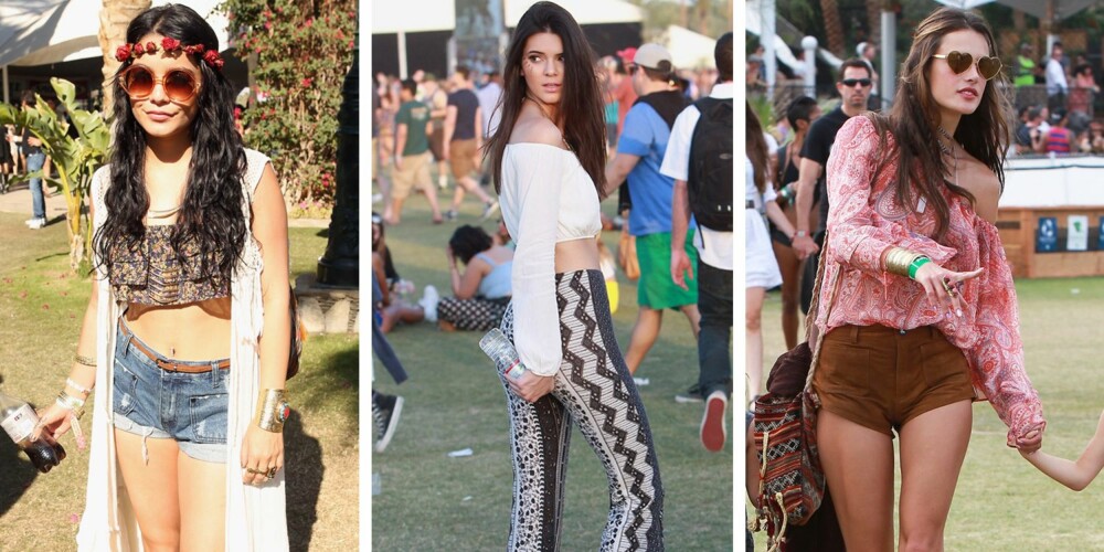 70-TALLS STIL: Vanessa Hudgens, Kendall Jenner og Alessandra Ambrosio har alle lagt sin elsk på 70-talls stilen på festival.