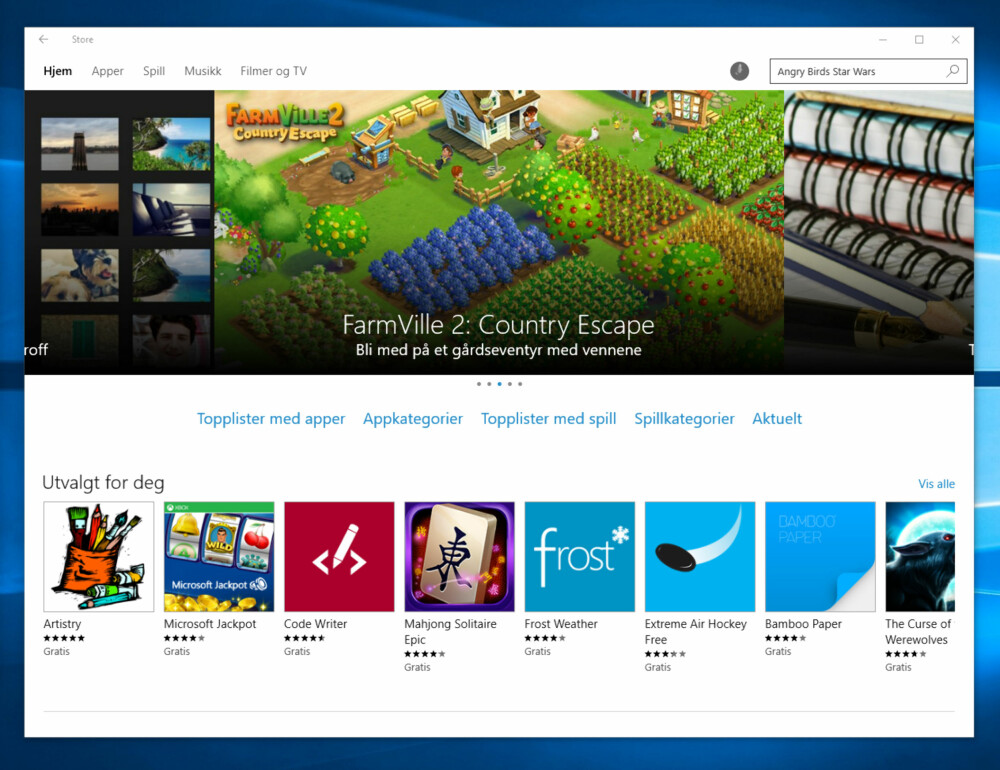APP STORE: Windows Store inneholder en mengde apper og spill som du kan laste ned og installere bare med et klikk.