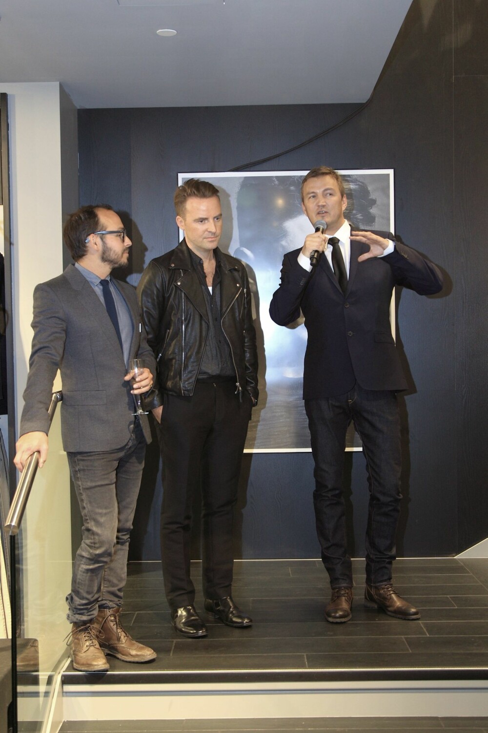 Administrerende direktør i H&M Norge, Lucas Seifert, Andreas Löwenstam, head of menswear og Knut Christian Moeng, redaktør MANN.
