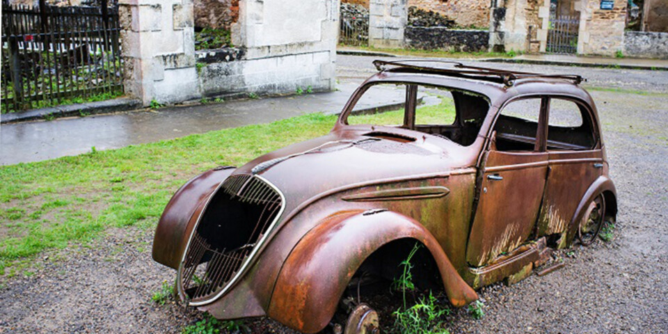 FORLATT: Byen Oradour-sur-Glane har ligget forlatt siden 1944.