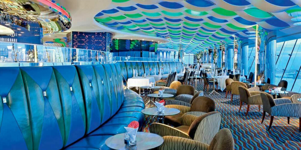NYT UTSIKTEN: Fra baren Skyview Bar på Burj Al Arab hotellet nyter du både svindyre drinker og en fantastisk utsikt.