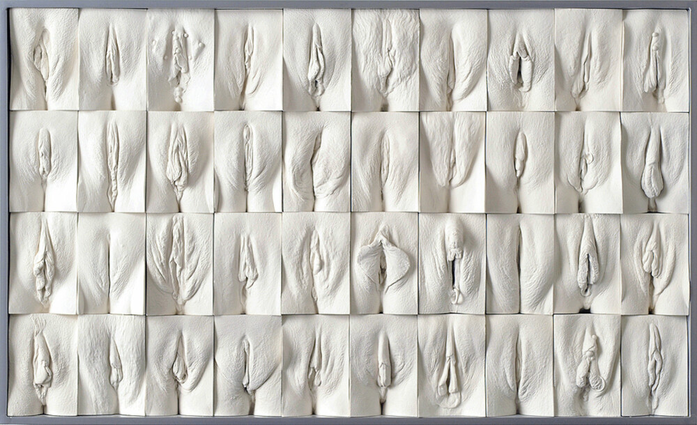 GREAT WALL OF VAGINA: Den britiske kunstneren Jamie McCartney har tatt avtrykk av mer enn 400 kvinner nedentil for å vise kvinner at det er mange variasjoner av hva som er ""normalt"". Avtrykkene er samlet i en utstilling under navnet «The great wall of vagina». Han håper skulpturen vil bidra til å bremse økningen av kosmetiske kjønnsleppeoperasjoner.