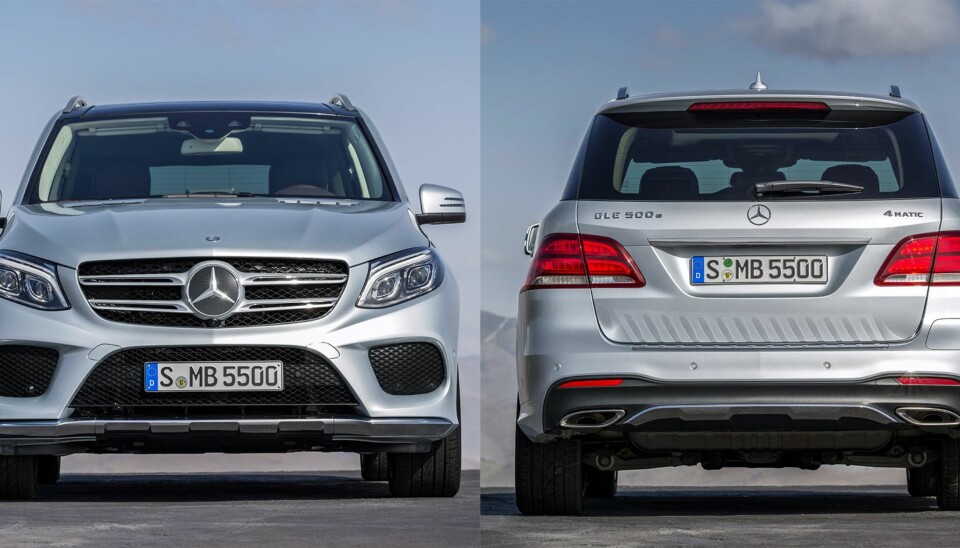 GLE: Mercedes GLE 500e 4Matic er like rask - og har flere hestekrefter enn 500 4Matic, men er over en halv million kroner rimeligere. FOTO: Daimler AG