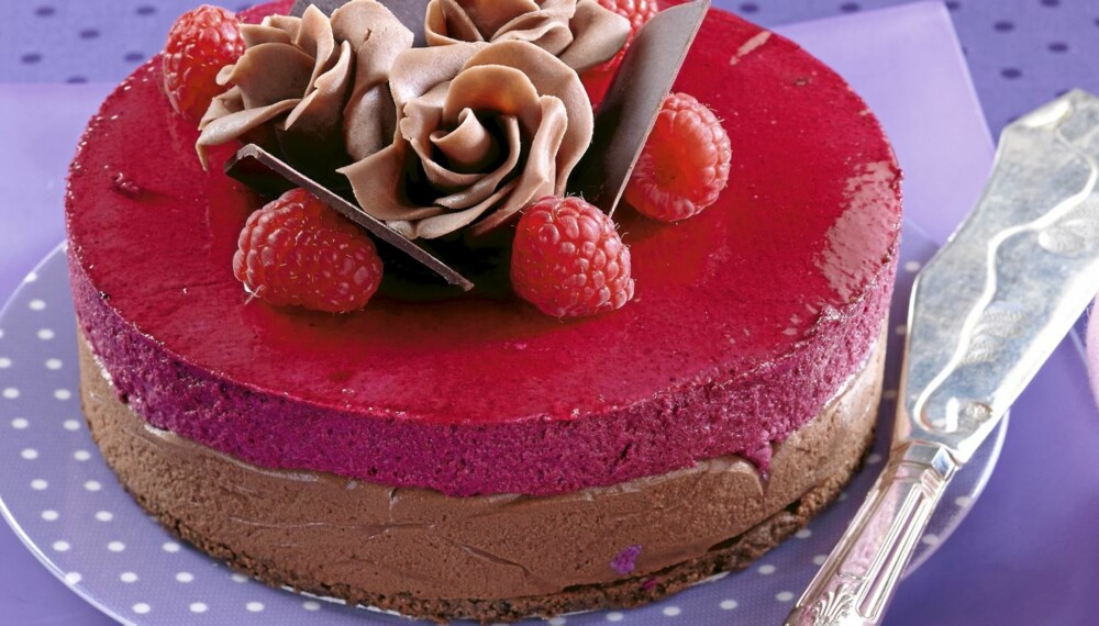 REN KAKEGLEDE: Konditor Sverre Sætre står bak denne deilige kaken med sjokolade og solbær.