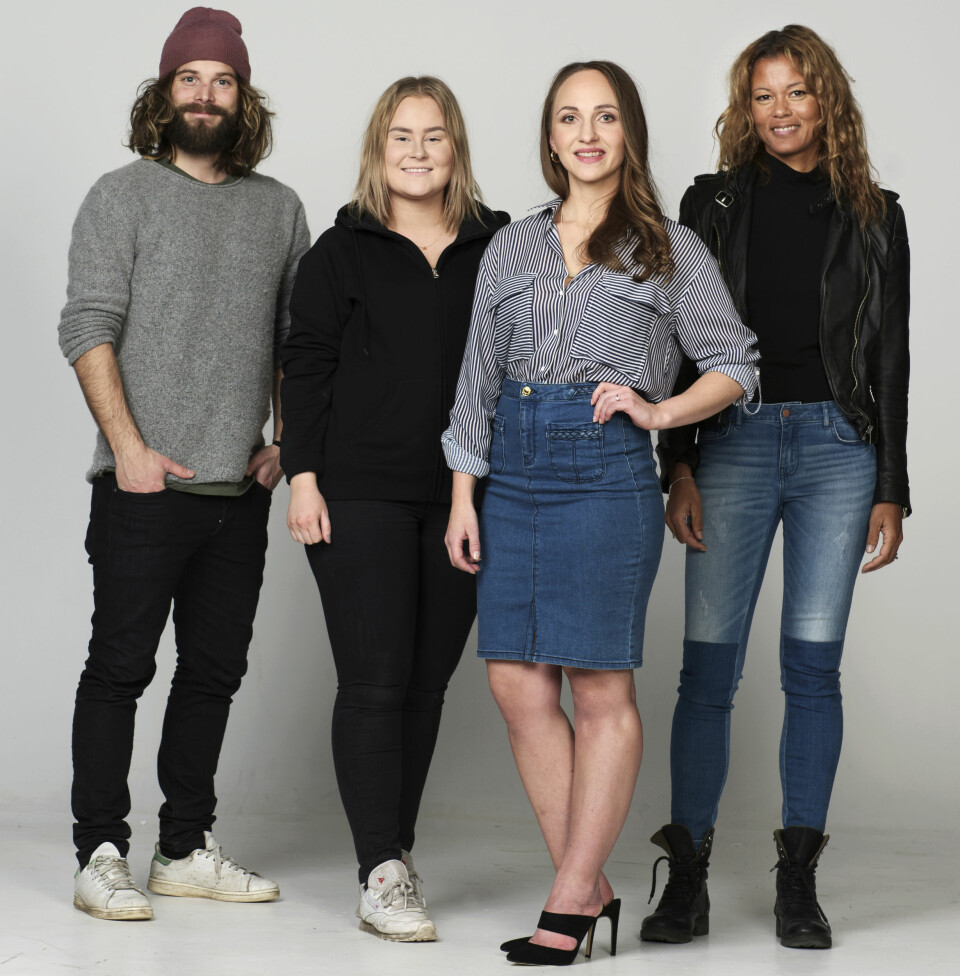 TEAMET (f.v.): Fotograf Lars Evanger, frisør og makeupstylist Christine Mellem, Kamille-modell Ann Charlotte og stylist Nadine Monroe.