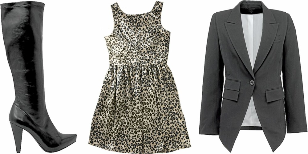 FRA VENSTRE: Støvletter fra Bianco (kr 600), kjole fra Gina Tricot (kr 299), dressjakke fra Lindex (kr 499) FRA VENSTRE: Støvletter fra Bianco (kr 600), kjole fra Gina Tricot (kr 299), dressjakke fra Lindex (kr 499)