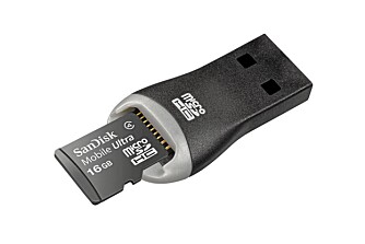 Mobile Ultra microSDHC 16GB Et minnekort til mobilen, med en egen USB-leser som gjør det enkelt å overføre bildene til PC-en. Med 16GB får du plass til mer musikk, bilder og video på telefonen.