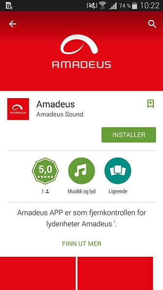 APP: Amadeus Internet Radio kan styres fra mobilen. Appen finnes for iOS og Android.