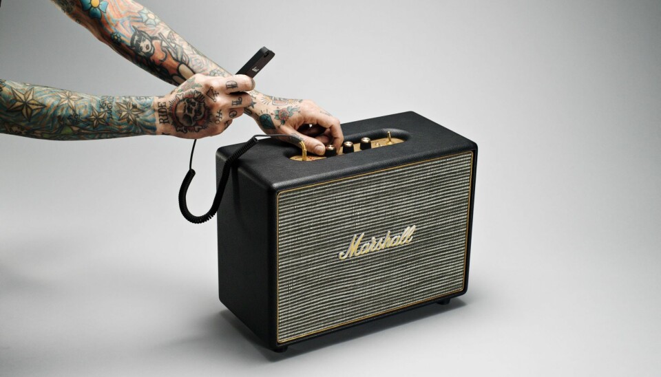 Marshall Woburn ser ut som en klassisk gitarforsterker, men er en høyttaler for mobilen eller nettbrettet.