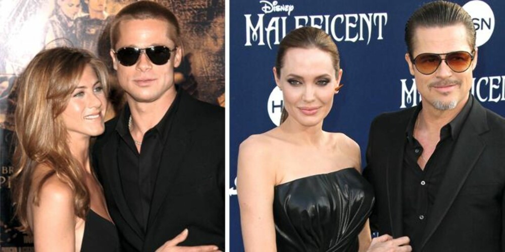 STJAL EKTEMANNEN: Fra 2000 til 2005 var Jennifer Aniston gift med Brad Pitt, men under innsillingen av «Mr. & Mrs. Smith» fra 2005 ble Brad forelsket i Angelina da han fremdeles var gift med Jennifer.