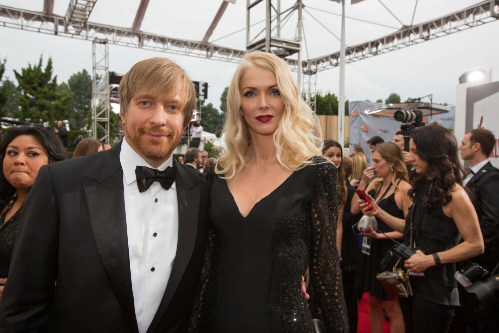 FESTET MED STJERNENE: Morten Tyldum og fru Janne avbildet da de ankom "72nd Annual Golden Globe Awards" i Los Angeles.