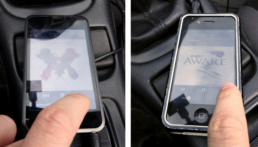 LOVLIG OG ULOVLIG: Å bruke telefonen til høyre på denne måten er ulovlig. Har avspilleren ikke ringemuligheter, kan det derimot være lov å bruke den i bilen. LOVLIG OG ULOVLIG: Å bruke telefonen til høyre på denne måten er ulovlig. Har avspilleren ikke ringemuligheter, kan det derimot være lov å bruke den i bilen.