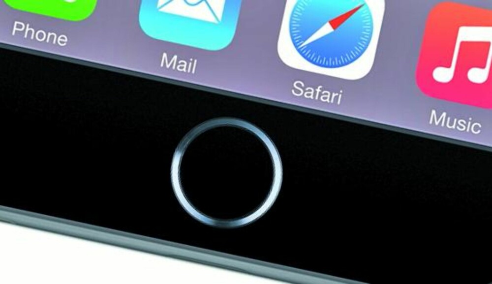 FINGERSKANNER: Som på iPhone 5S har de nye iPhone 6-modellene en fingeravtrykksleser integrert i hjem-knappen.