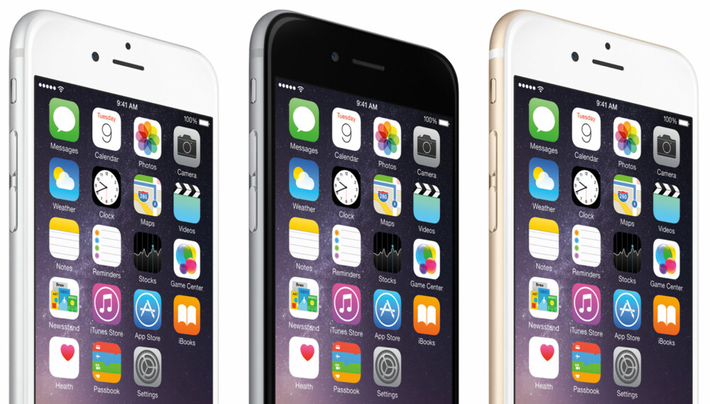 iPHONE 6: Slik ser iPhone 6 ut. Den kommer i to ulike størrelser. En med 4.7 tommers skjerm og en med 5.5 tommers skjerm.