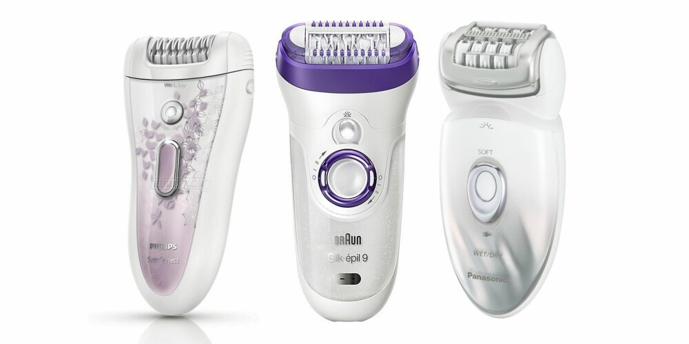 HÅRFJERNING: Epilatormaskiner har funnets på markedet i lang tid, og teknologien har stadig utviklet seg. SatinPerfect Epilator fra Philips, kr 1399, Silk-épil 9 Wet & Dry Epilator fra Braun, kr 1398, 7-in-1 Wet/Dry Epilator fra Panasonic kr 1195.