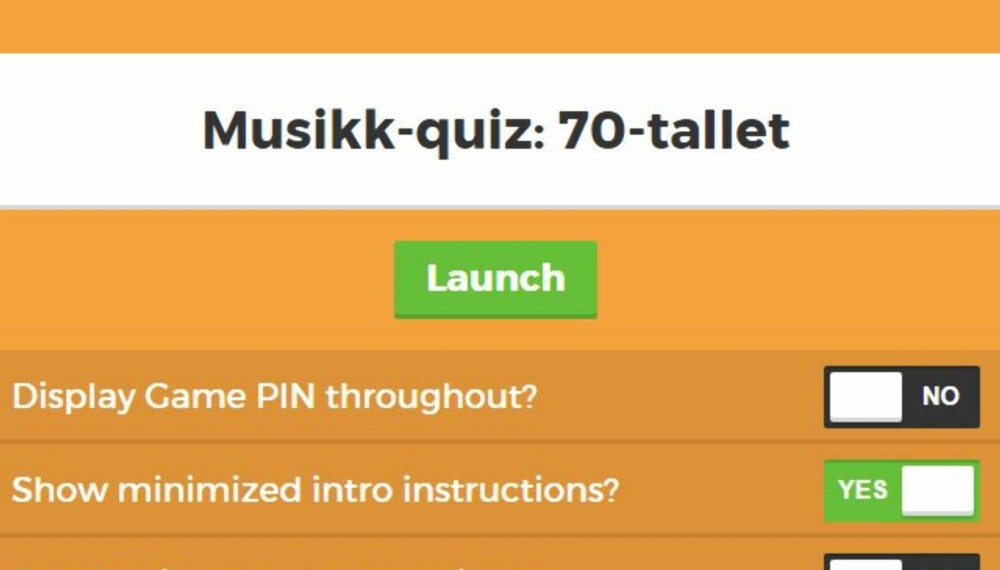 KJØR: Du er nå klar for å publisere din første Kahoot.