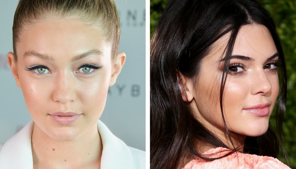 STROBING: For en glødende og fresh hud, er sminketrenden "strobing" perfekt. Her sett på modellene Gigi Hadid og Kendall Jenner.