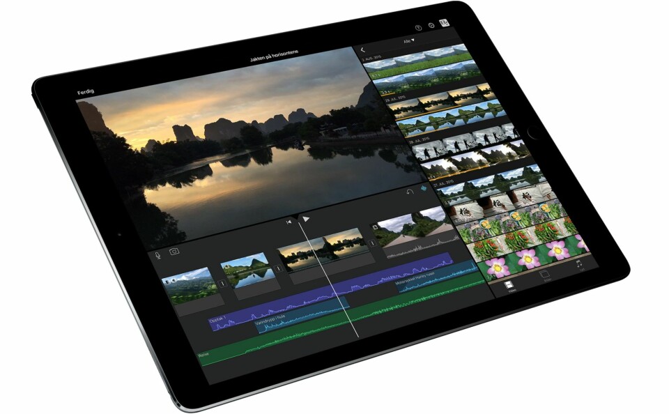 REDIGER FILM: Den ekstra skjermflaten gjør at videoredigering på iPad Pro går veldig greit.