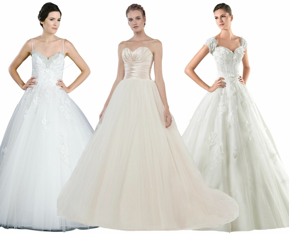 INSPIRASJON (f.v.): Blue by Enzoani - Highland. Ellis Bridals - 12219. St. Patricks - Sarina.