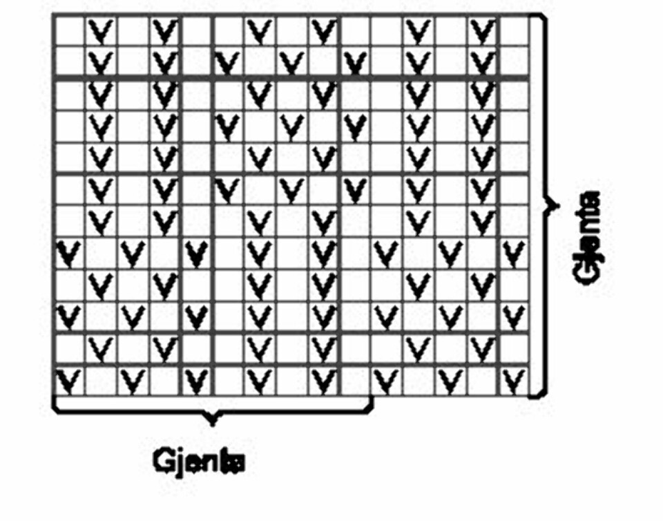 DIAGRAM: Strikk diagram som oppgitt i oppskriften.