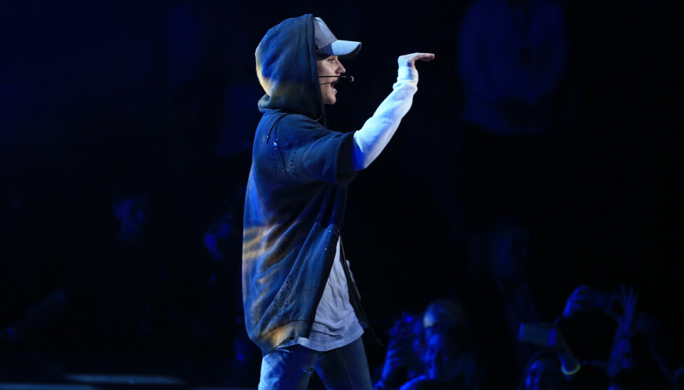 Justin Bieber på scenen i Oslo.