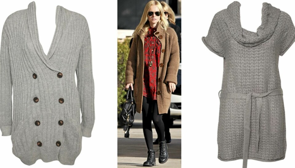 FRA VENSTRE: Cardigan fra Samsøe Samsøe (kr 1199), Kate Bosworth, kjole fra Rut m.fl (kr 399).