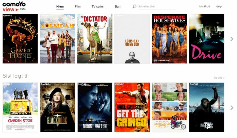 UTVALG: Comoyo View har allerede mange filmer og TV-serier tilgjengelig, og flere skal komme i løpet av sommeren.