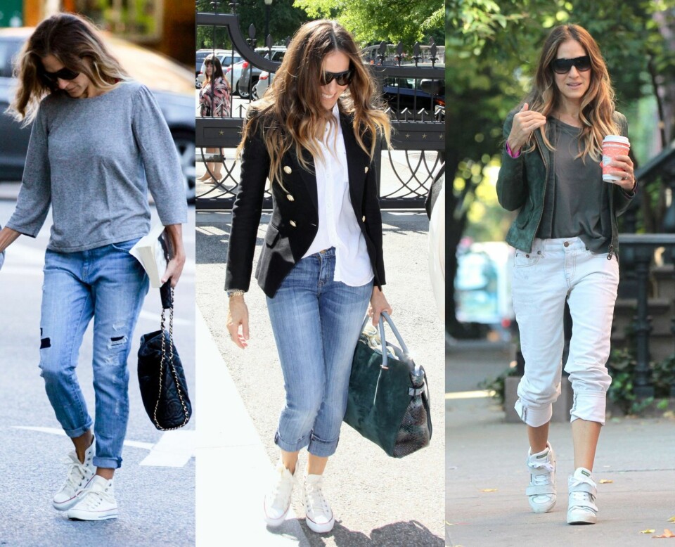 AVSLAPPET: Sarah Jessica Parker er kjent for sin enkle og komfortable hverdagsstil med boyfriend jeans og passe store T-skjorter og skjorter. Mon tro om noen av plaggene er lånt fra ektemannen Matthew Broderick?